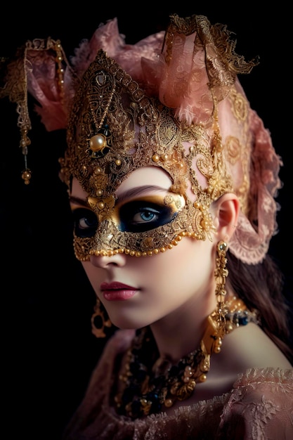 _ai_generated woman in Venetian carnival masks