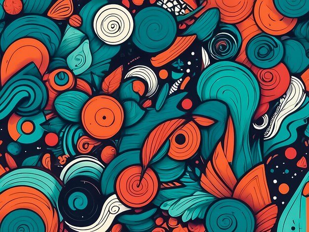 AI generates realistic flat abstract doodle background