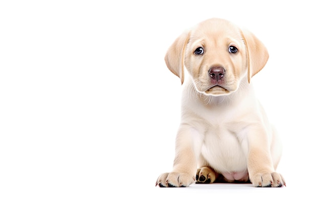 AI generatief Geel Labrador puppy op een wit