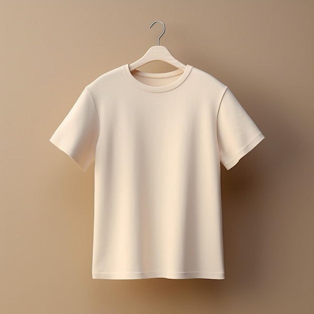 AI generatief van een blanco t-shirt in crèmekleur van hoge kwaliteit, perfect om een mockup-voorbeeld te maken