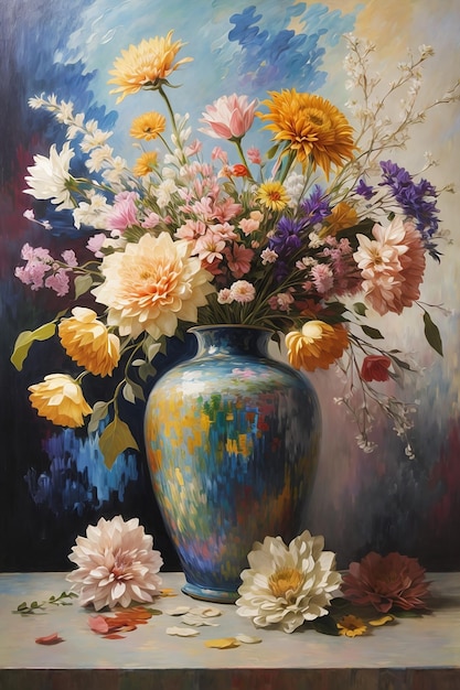 Ai generatief van een schilderij van een vaas met bloemen in aquarel stijl