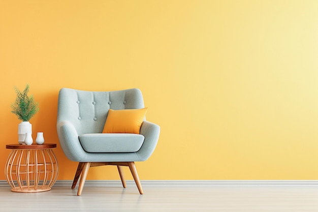 Ai generatieve afbeelding Gele fauteuil in de woonkamer met kopieerruimte