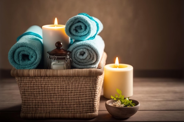 AI Generatieve afbeelding spa-accessoiresamenstelling in het wellnesscentrum van het spahotel