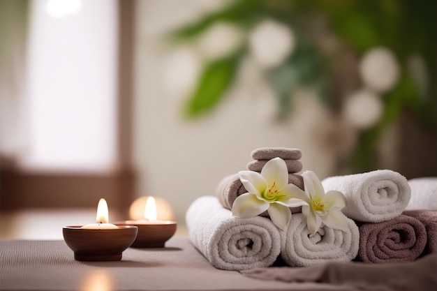 AI Generatieve afbeelding spa-accessoiresamenstelling in het wellnesscentrum van het spahotel