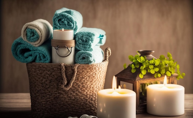 AI Generatieve afbeelding spa-accessoiresamenstelling in het wellnesscentrum van het spahotel