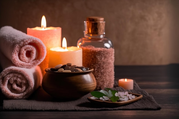 AI Generatieve afbeelding spa-accessoiresamenstelling in het wellnesscentrum van het spahotel