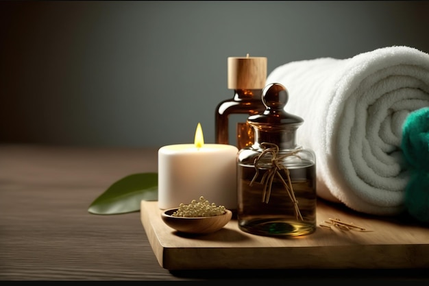 AI Generatieve afbeelding spa-accessoiresamenstelling in het wellnesscentrum van het spahotel