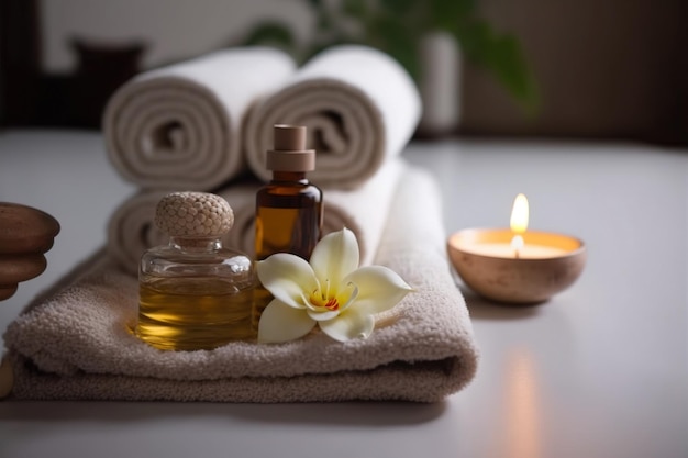 AI Generatieve afbeelding spa-accessoiresamenstelling in het wellnesscentrum van het spahotel