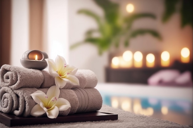 AI Generatieve afbeelding spa-accessoiresamenstelling in het wellnesscentrum van het spahotel