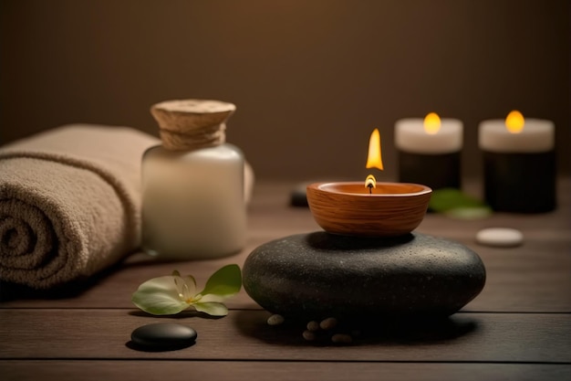 AI Generatieve afbeelding spa-accessoiresamenstelling in het wellnesscentrum van het spahotel