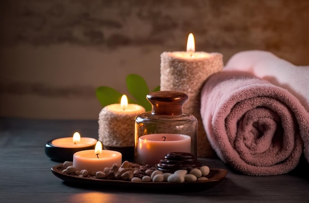 AI Generatieve afbeelding spa-accessoiresamenstelling in het wellnesscentrum van het spahotel