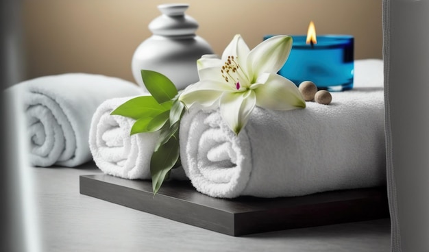 AI Generatieve afbeelding spa-accessoiresamenstelling in het wellnesscentrum van het spahotel