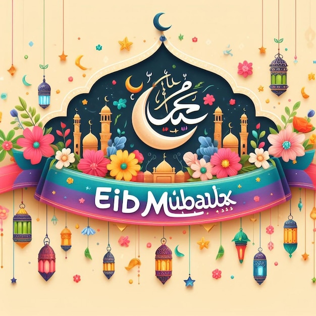 ai generatieve eid mubarak banner