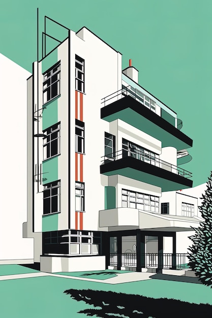 AI generatieve huis moderne Bauhaus-stijl achtergrond