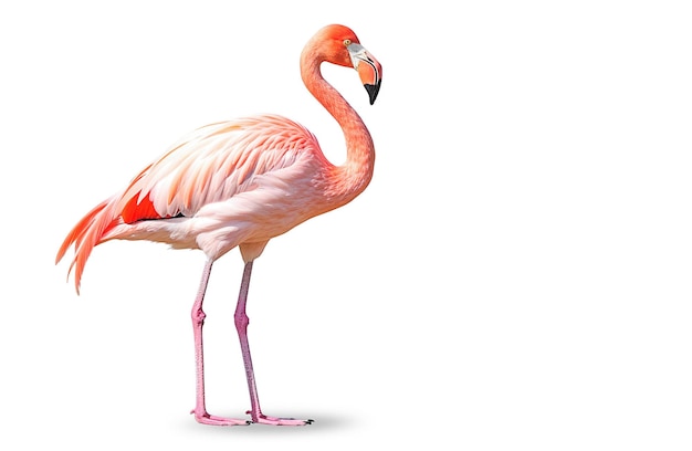 Ai generatieve roze flamingo vogel op wit