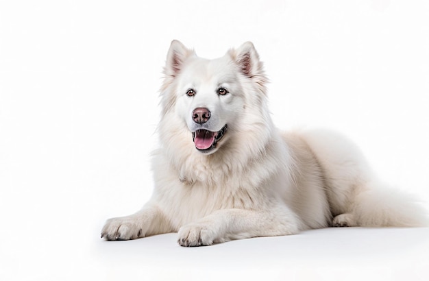 AI generatieve Witte hond op witte achtergrond