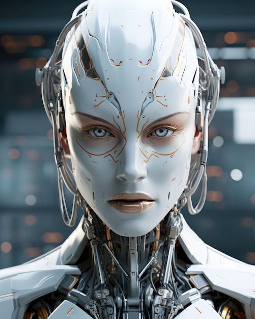 Ai generation robot portrait 3d render