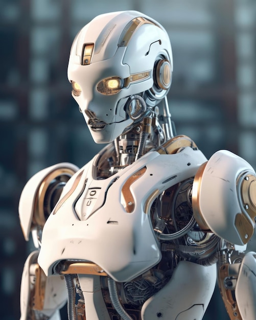 Photo ai generation robot portrait 3d render