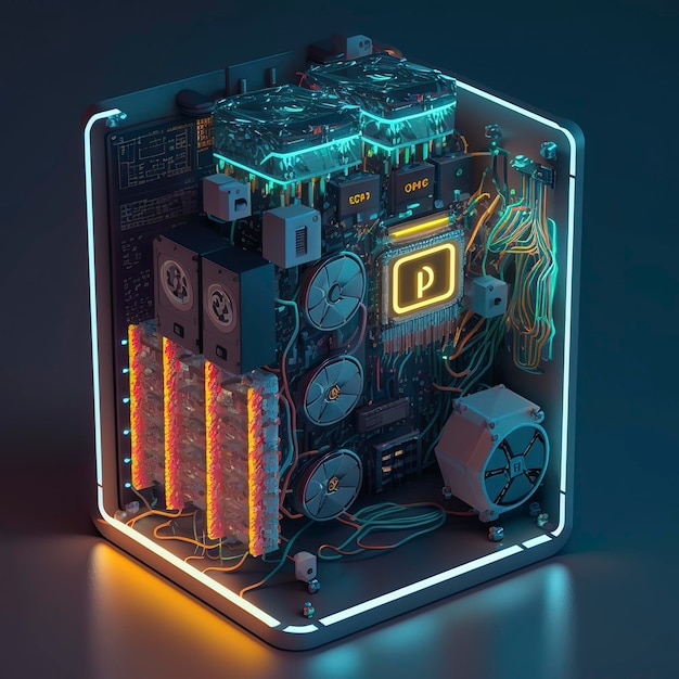 Ai 세대 기술 재료 threedimensional 컴퓨터 마더보드 칩 그림 ai 생성