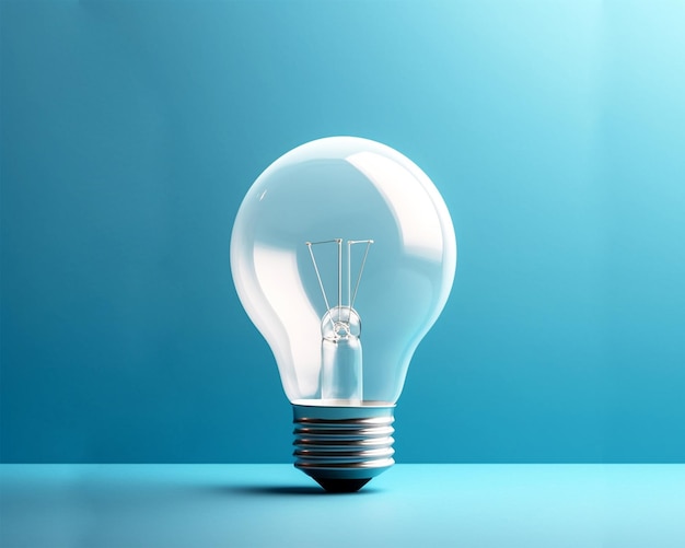 AI Generative 3d light bulb blue background