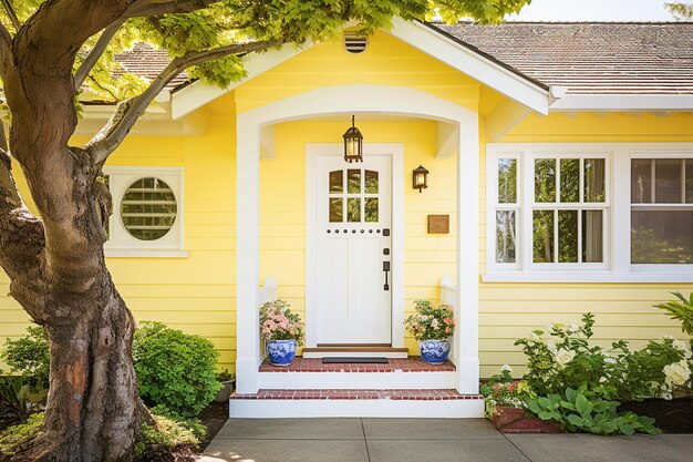 Фото Аи генератив передний вход в дом с желтой дверью
