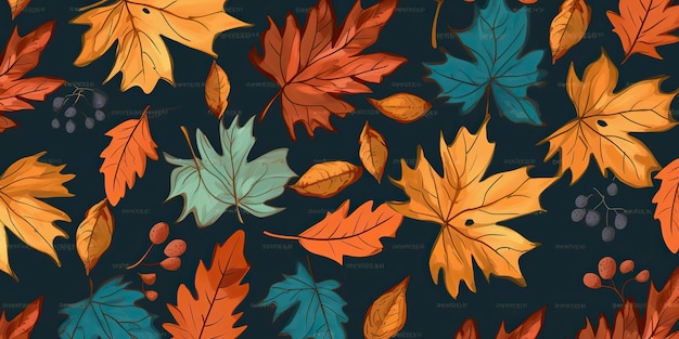 AI Generative AI Generated Autumn leafes background pattern