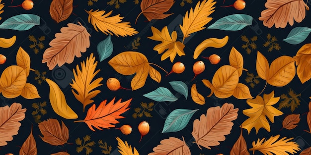 AI Generative AI Generated Autumn leafes background pattern