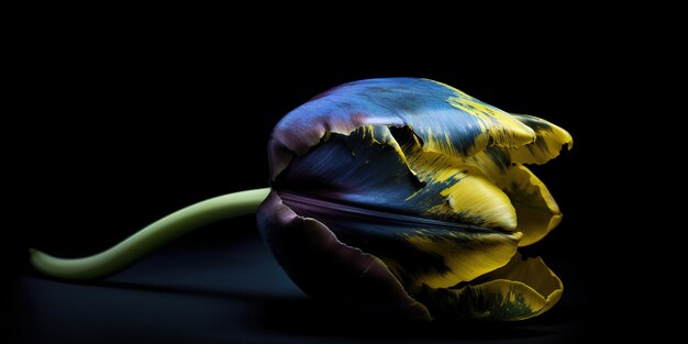 AI Generative AI Generated Blue and yellow aesthetics beautiful tulip flower in color of Ukraine Romantic love vibe Graphic Art