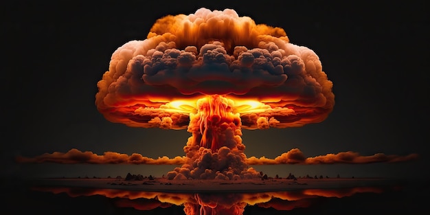 Photo ai generative ai generated illustration of huge atomic mushroom explosion