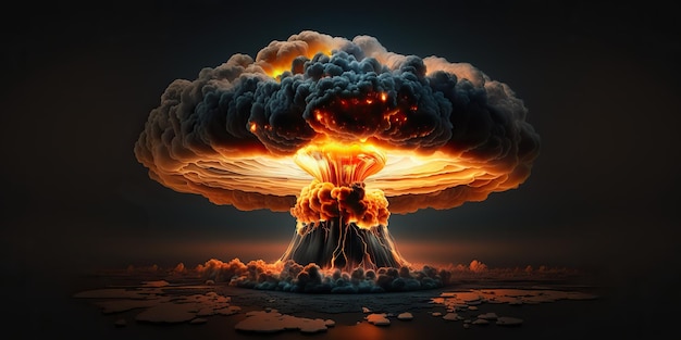 AI Generative AI Generated Illustration of huge atomic mushroom explosion