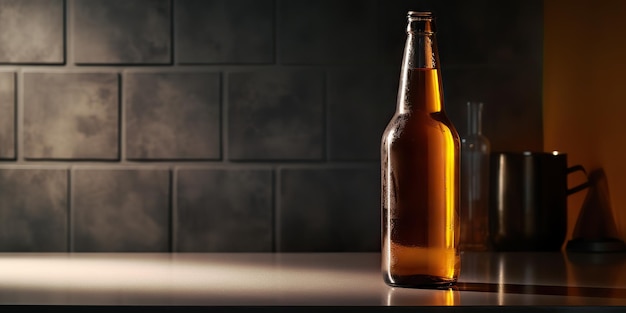 AI Generative AI Generated Macro shot photo of beer mock up scene background