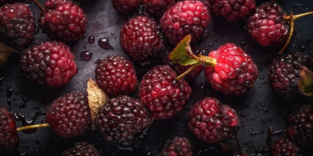 AI Generative AI Generated Macro shot photo of close up berry blackberries Graphic design background Graphic Art