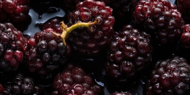 AI Generative AI Generated Macro shot photo of close up berry blackberries Graphic design background Graphic Art