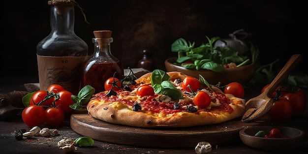 AI Generative AI Generated Photo realistic illustration of tasty italian pizza