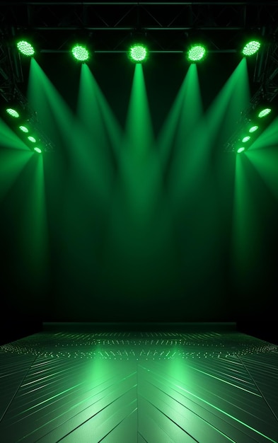 Ai generative Backdrop With Illumination Of green Spotlights For Flyers realistic image ultra hd