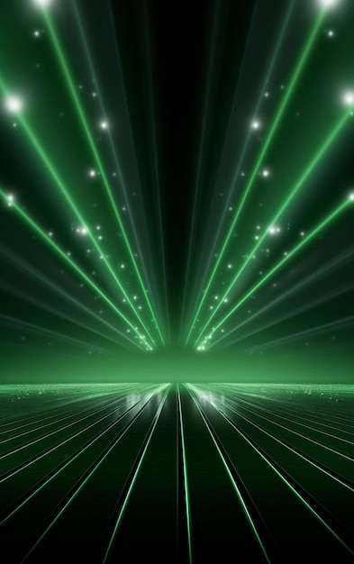 AI генеративный фон с подсветкой зеленых прожекторов для листовок реалистичное изображение ультра hd