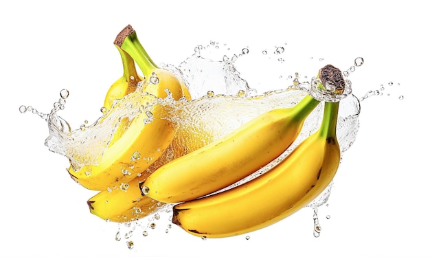 Ai generative Bunch of bananas on water splash on white