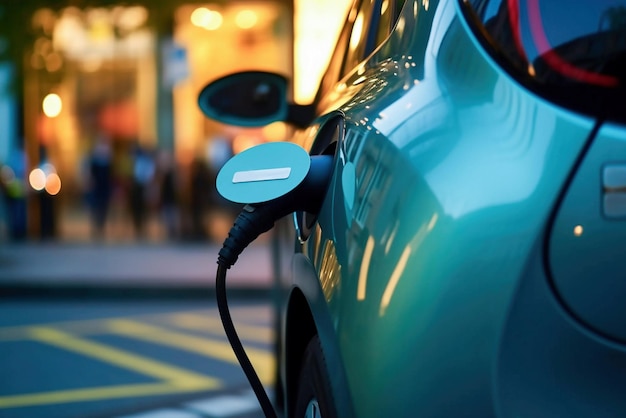 AI generative Charging modern electric car battery on the street