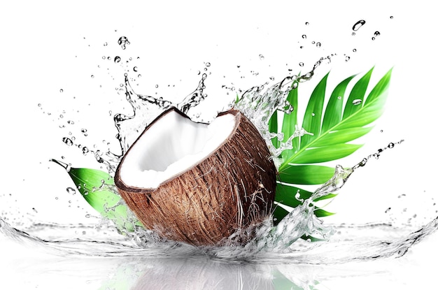 Ai generative Coconut with water splashes