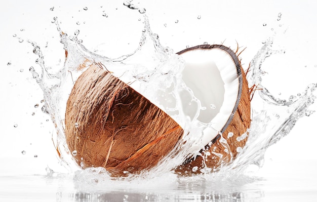 Ai generative Coconut with water splashes