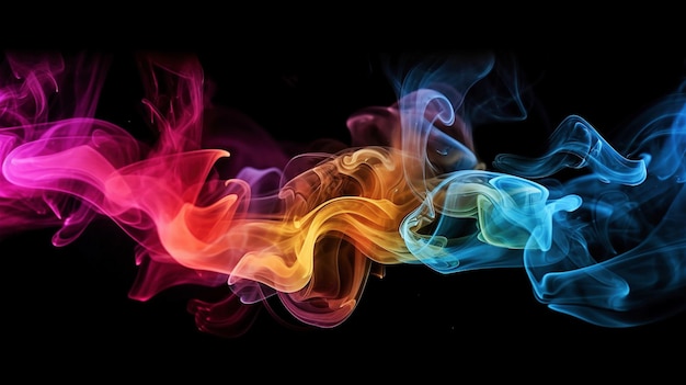 Ai generative Colorful smoke on black