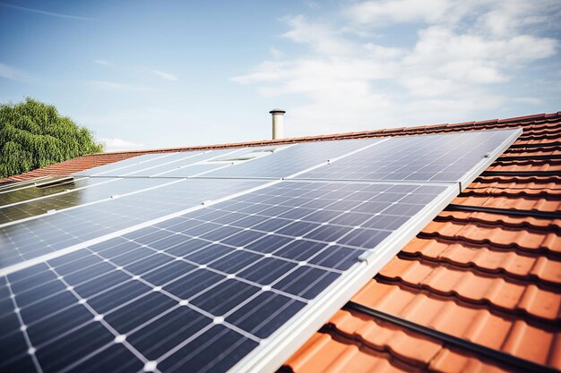 Ai 発電 グリーン エネルギーの概念 家の屋根にあるソーラー パネル