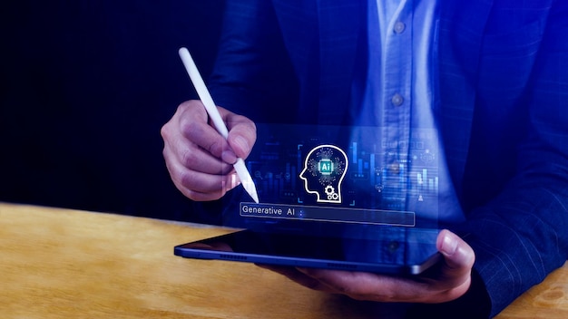 ai generative concept using technology generative ai for working tools chat with ai using technology smart robot ai artificial intelligence to generate something llms
