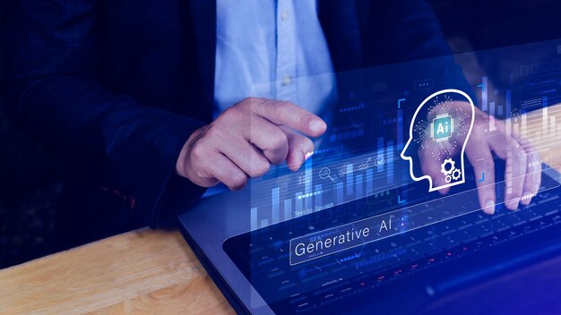 ai generative concept using technology generative ai for working tools chat with ai using technology smart robot ai artificial intelligence to generate something llms