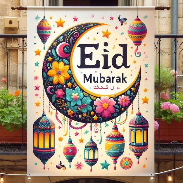 Photo ai generative eid mubarak banner