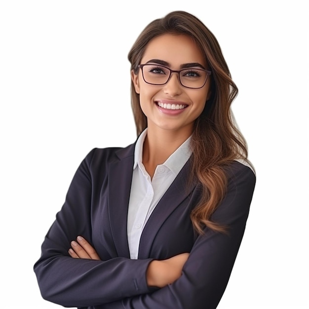 AI Generative Female entrepreneur with smile face white background