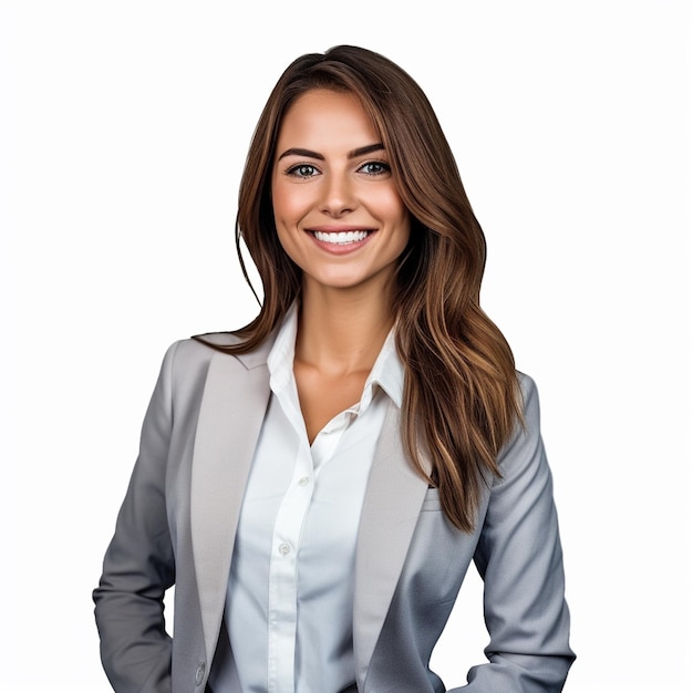 AI Generative Female entrepreneur with smile face white background