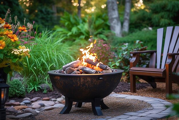 Ai generative Fire pit and burning fire i