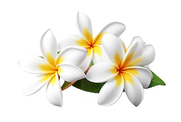 Ai generative Frangipani plumeria flowers on white