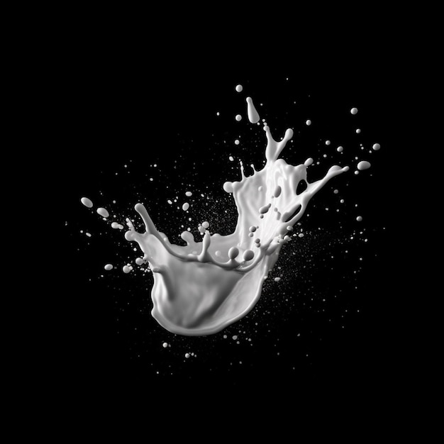 AI Generative fresh Milk splash on black background